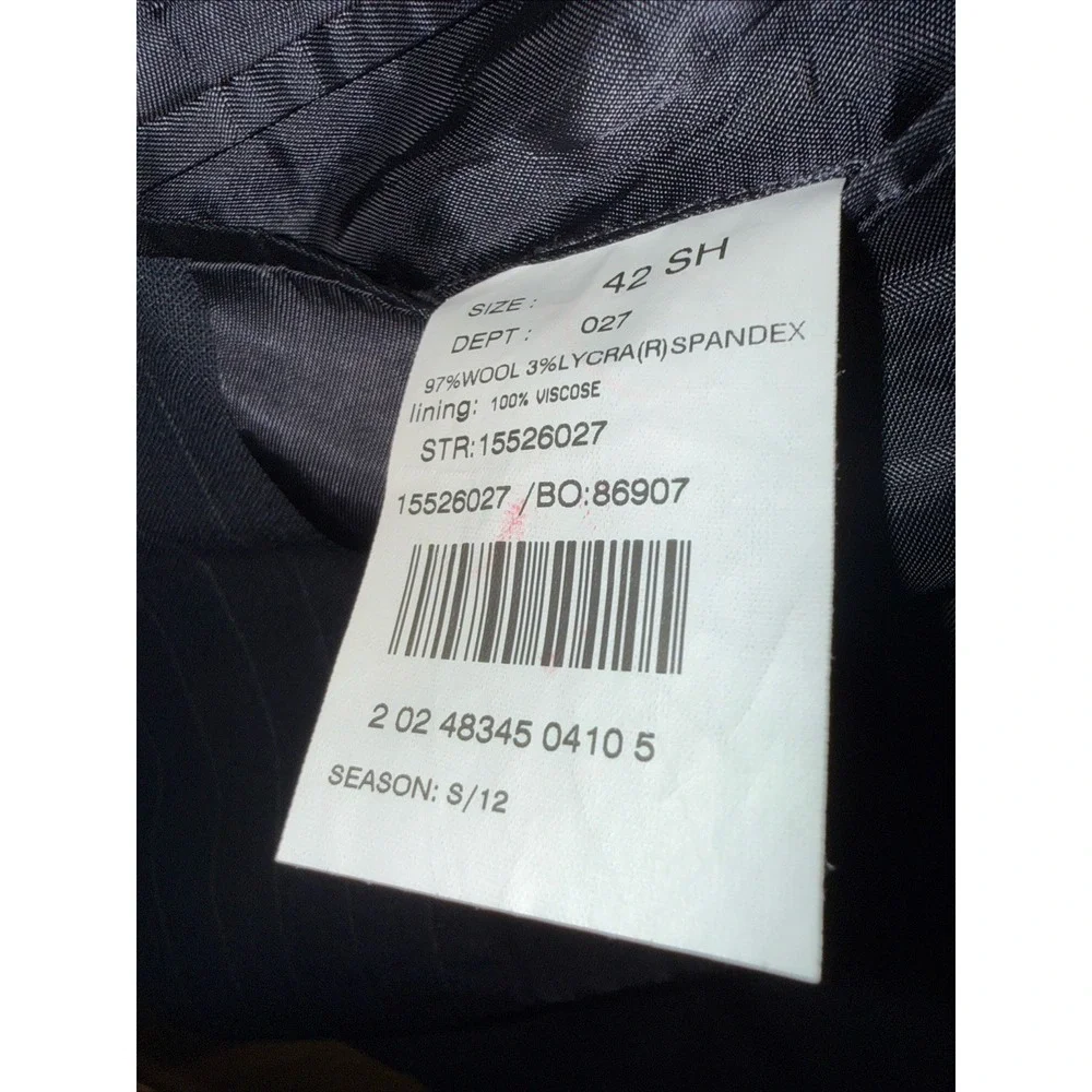 Brooks Brothers  346 Stretch Suit Men 42S Black Pinstripe  Wool Pants Size 40/29